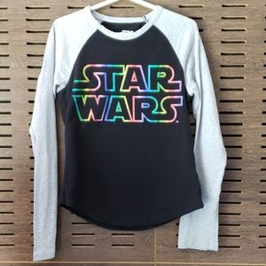 3/$10 Star Wars Rainbow Raglan Jersey Long sleeve Tee Medium 7/8